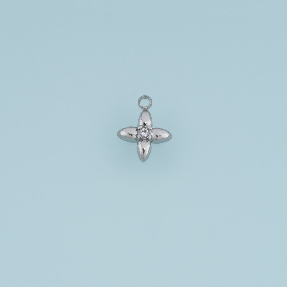 Four Petal Crystal Flower Pendant,14K Gold Silver Floral Charm DIY Charm for Necklace Bracelet Making