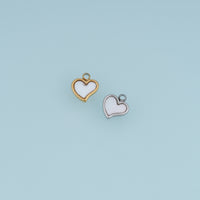 Shell Heart Pendant,14K Gold Silver Mother of Pearl Heart Charm DIY Charm for Necklace Bracelet Making