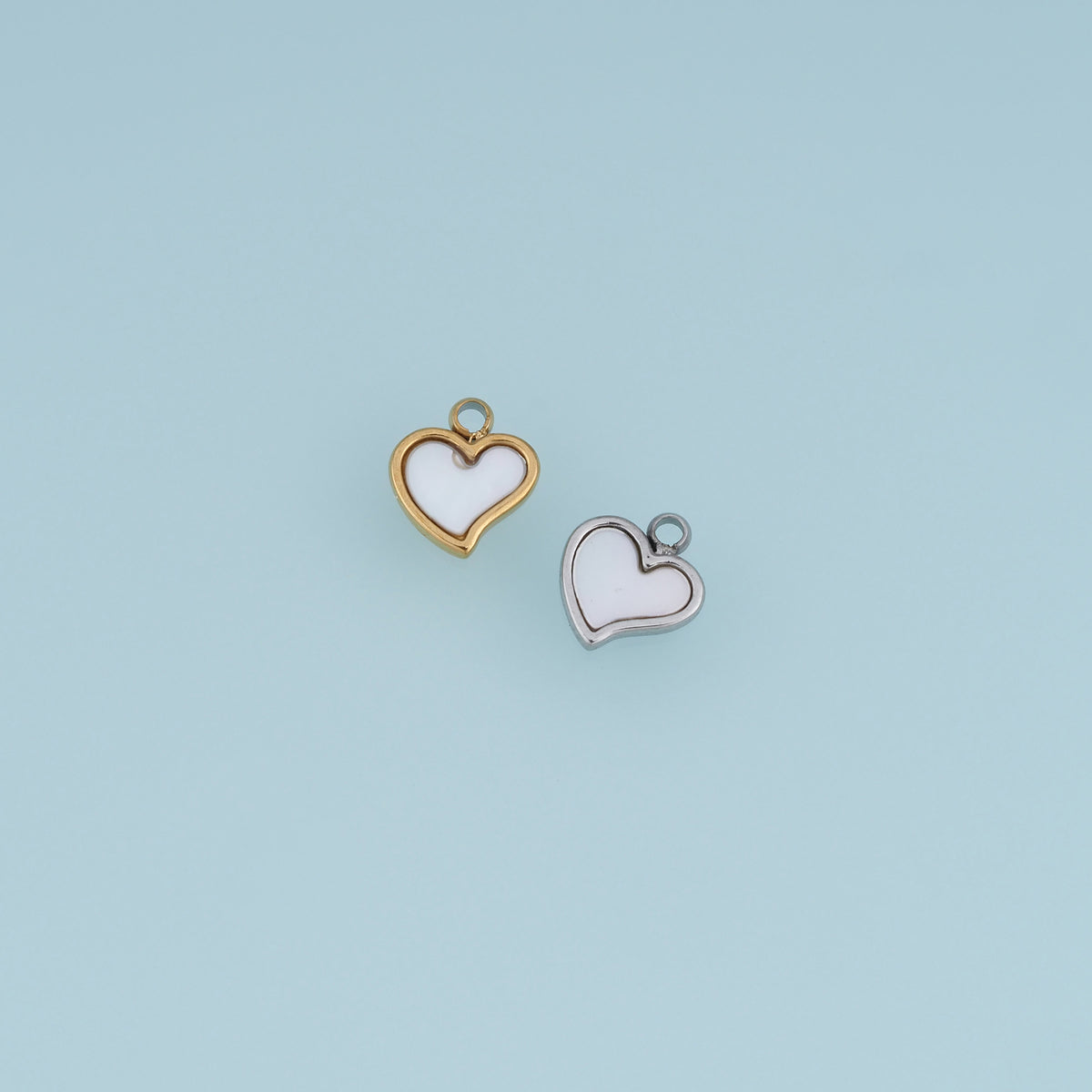 Shell Heart Pendant,14K Gold Silver Mother of Pearl Heart Charm DIY Charm for Necklace Bracelet Making