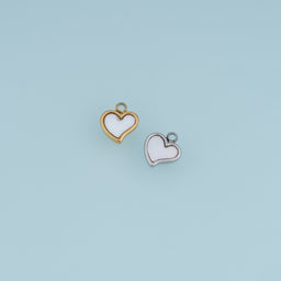 Shell Heart Pendant,14K Gold Silver Mother of Pearl Heart Charm DIY Charm for Necklace Bracelet Making
