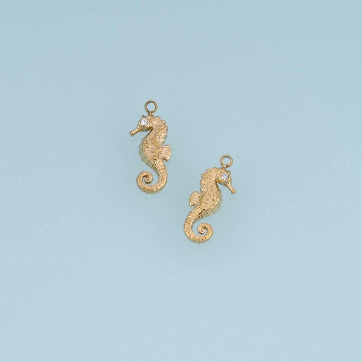 3D Seahorse Pendant,14K Gold Silver Detailed Seahorse Ocean Animal Charm with Textured Tail DIY Charm for Necklace Bracelet Making