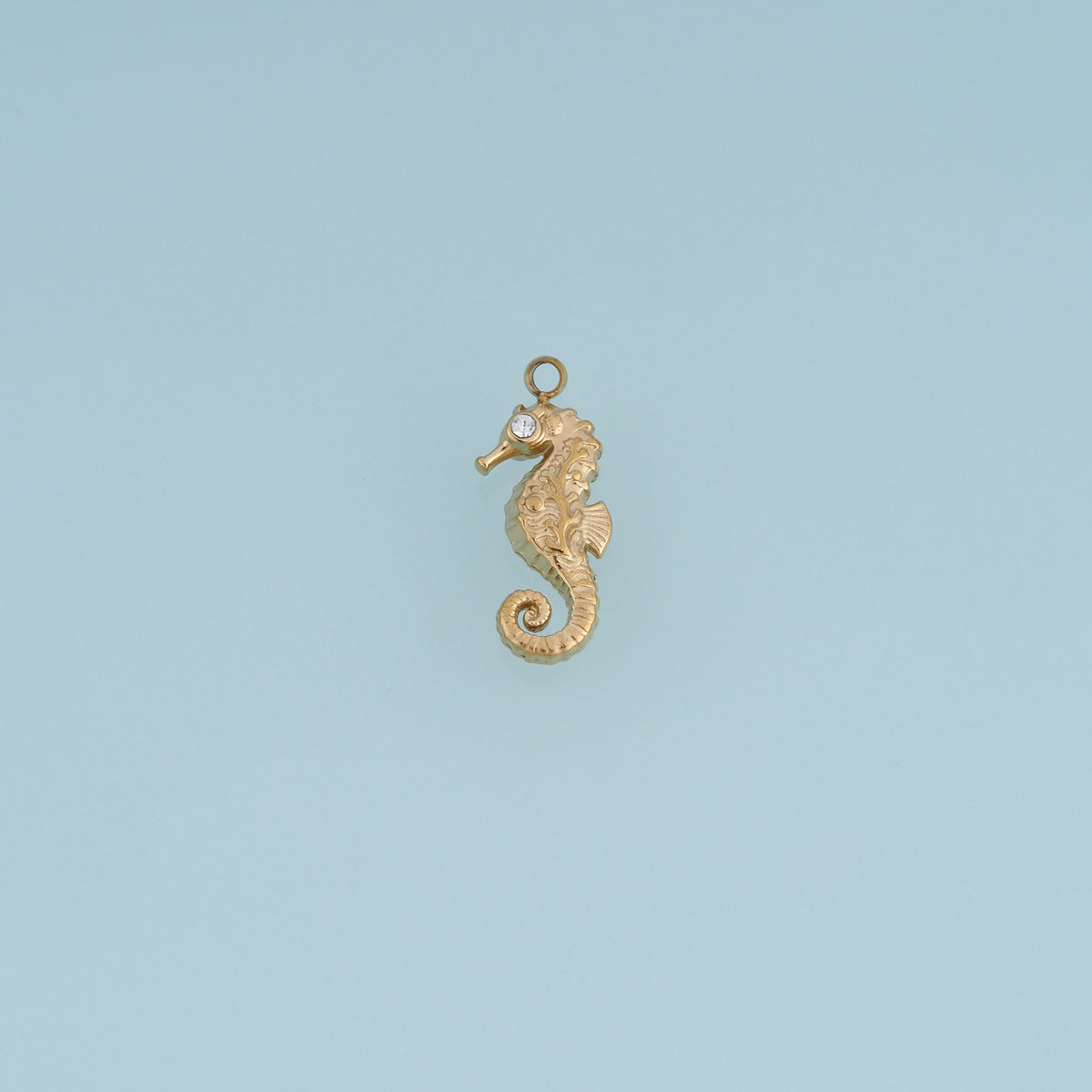 3D Seahorse Pendant,14K Gold Silver Detailed Seahorse Ocean Animal Charm with Textured Tail DIY Charm for Necklace Bracelet Making