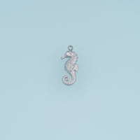 3D Seahorse Pendant,14K Gold Silver Detailed Seahorse Ocean Animal Charm with Textured Tail DIY Charm for Necklace Bracelet Making