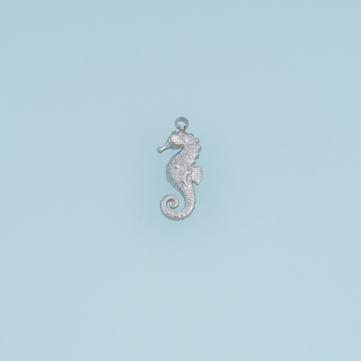 3D Seahorse Pendant,14K Gold Silver Detailed Seahorse Ocean Animal Charm with Textured Tail DIY Charm for Necklace Bracelet Making