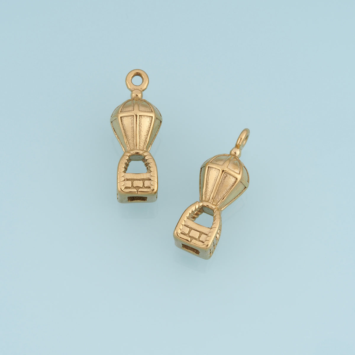 3D Hot Air Balloon Pendant,14K Gold Vintage Travel Balloon Charm Detailed Airship Charm DIY for Necklace Bracelet Making