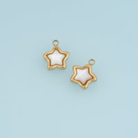 Shell Star Pendant,14K Gold White Mother of Pearl Star Charm DIY Charm for Necklace Bracelet Making
