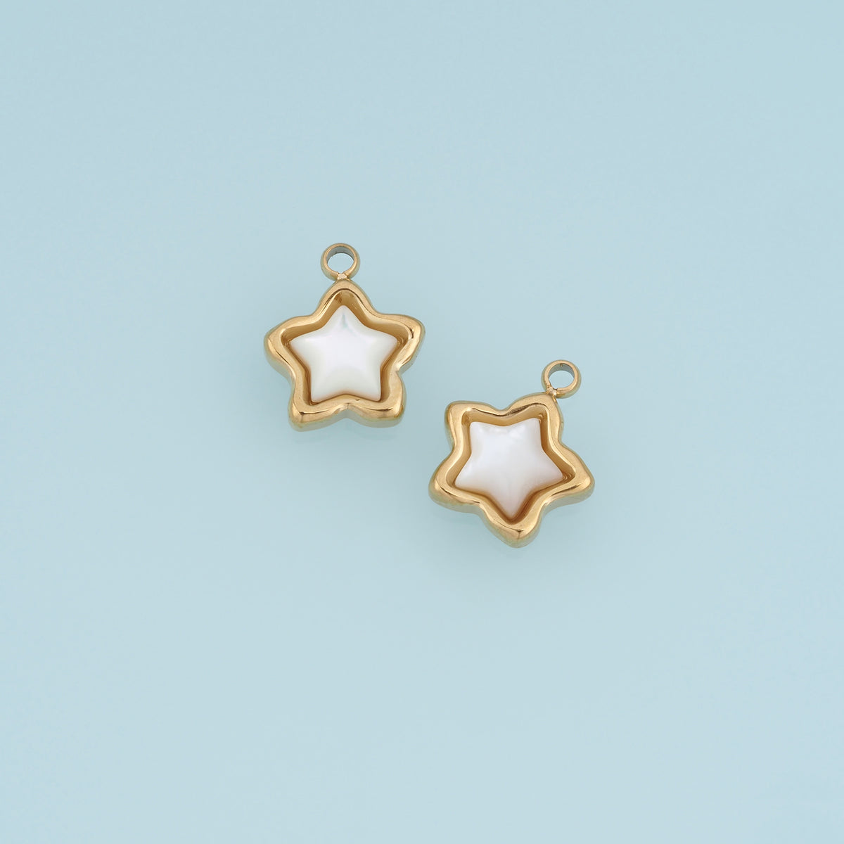 Shell Star Pendant,14K Gold White Mother of Pearl Star Charm DIY Charm for Necklace Bracelet Making