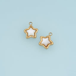 Shell Star Pendant,14K Gold White Mother of Pearl Star Charm DIY Charm for Necklace Bracelet Making