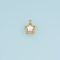 Shell Star Pendant,14K Gold White Mother of Pearl Star Charm DIY Charm for Necklace Bracelet Making