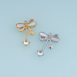 Dragonfly Crystal Pendant,14K Gold Silver Winged Insect Charm with Shell Detail and Star Dangle DIY Charm