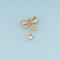 Dragonfly Crystal Pendant,14K Gold Silver Winged Insect Charm with Shell Detail and Star Dangle DIY Charm