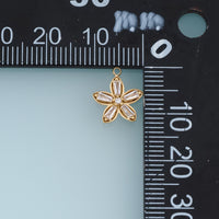 Crystal Five Petal Flower Pendant,14K Gold Floral Blossom Charm with Clear Stones DIY Charm for Necklace Bracelet Making