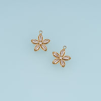 Crystal Five Petal Flower Pendant,14K Gold Floral Blossom Charm with Clear Stones DIY Charm for Necklace Bracelet Making
