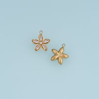 Crystal Five Petal Flower Pendant,14K Gold Floral Blossom Charm with Clear Stones DIY Charm for Necklace Bracelet Making