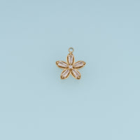 Crystal Five Petal Flower Pendant,14K Gold Floral Blossom Charm with Clear Stones DIY Charm for Necklace Bracelet Making
