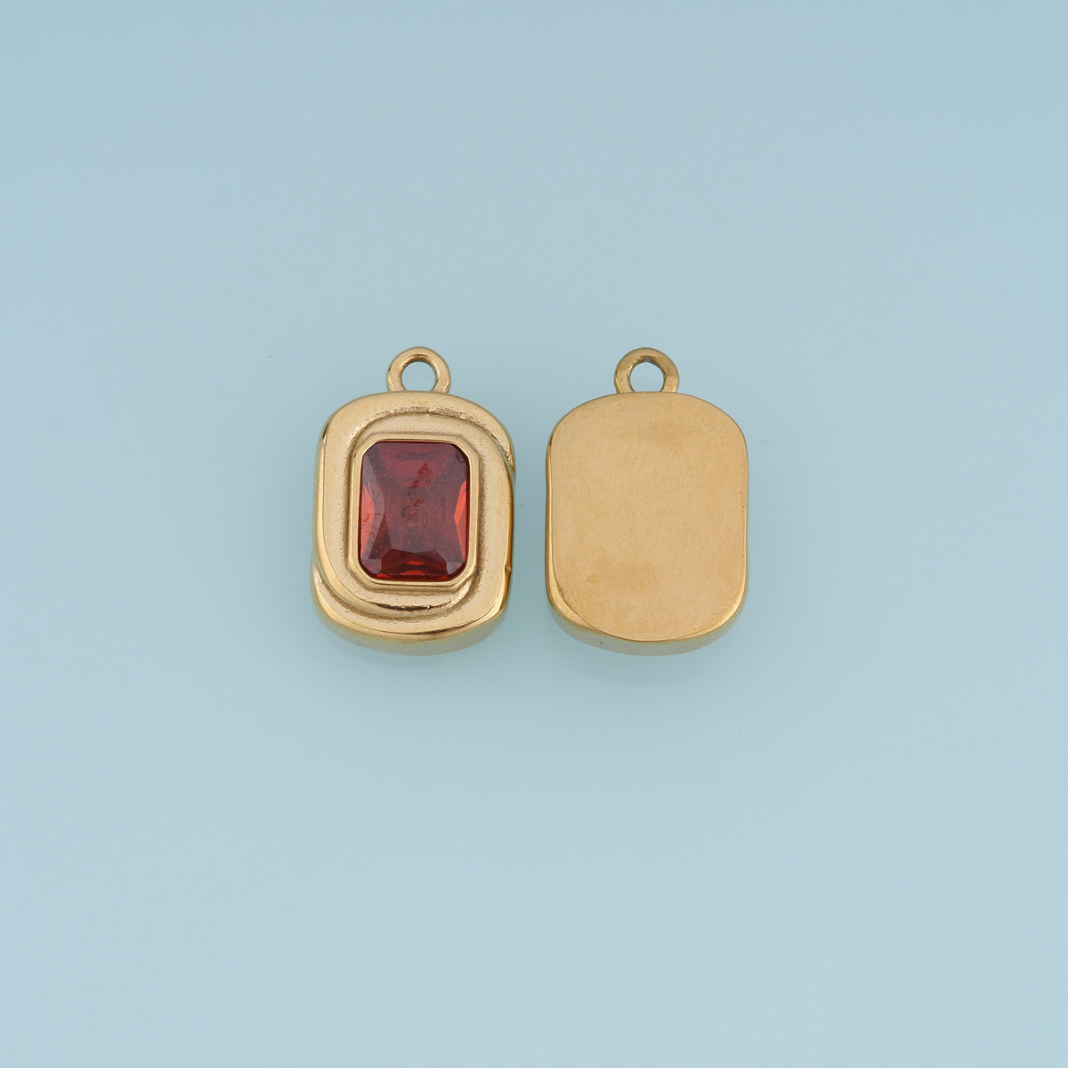 Rectangle Gemstone Pendant,14K Gold Vintage Colorful Charm DIY Charm for Necklace Bracelet Making