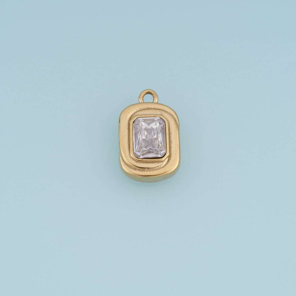 Rectangle Gemstone Pendant,14K Gold Vintage Colorful Charm DIY Charm for Necklace Bracelet Making
