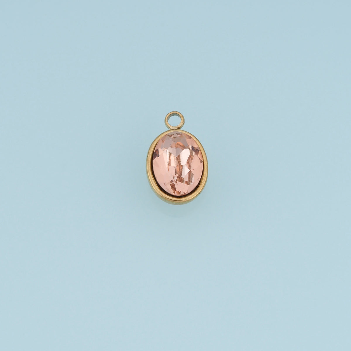 Oval Crystal Pendant,14K Gold Elegant Pink Purple Clear Gemstone Charm DIY Charm for Necklace Bracelet Making