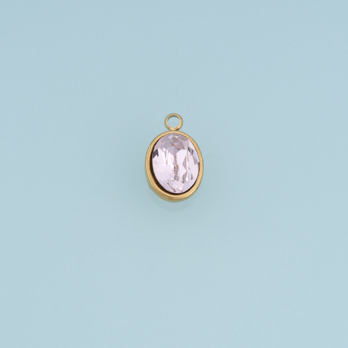 Oval Crystal Pendant,14K Gold Elegant Pink Purple Clear Gemstone Charm DIY Charm for Necklace Bracelet Making
