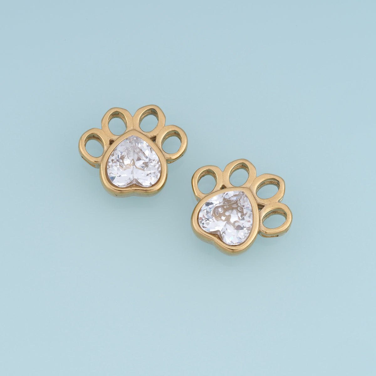 Paw Print Heart Crystal Pendant,14K Gold Cute Animal Charm DIY Charm for Necklace Bracelet Making