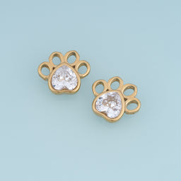 Paw Print Heart Crystal Pendant,14K Gold Cute Animal Charm DIY Charm for Necklace Bracelet Making