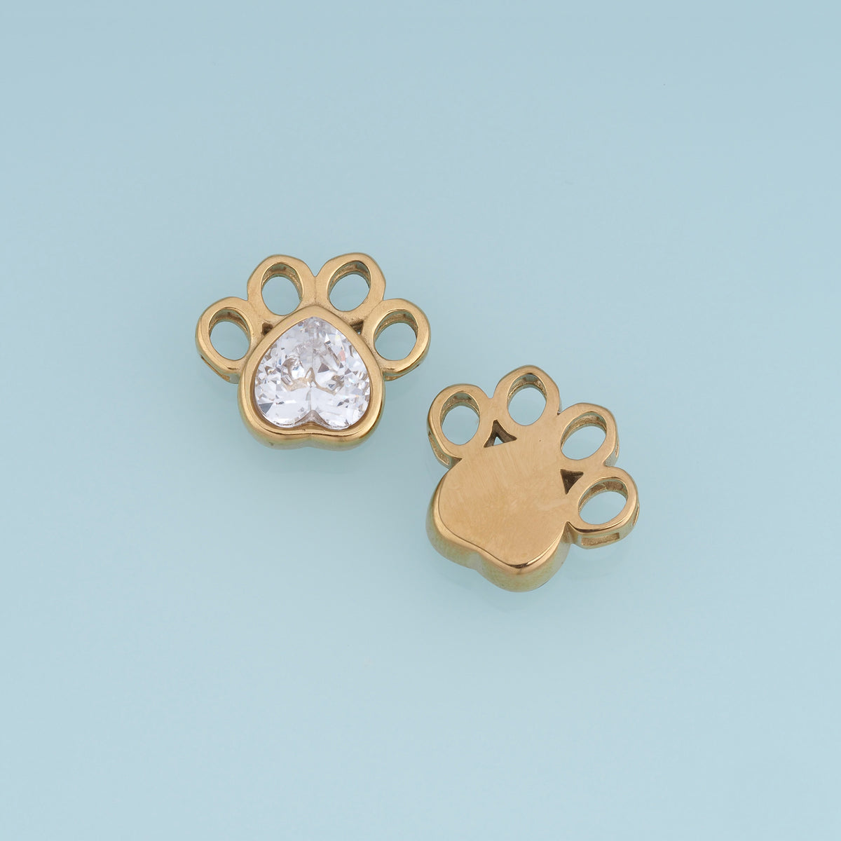 Paw Print Heart Crystal Pendant,14K Gold Cute Animal Charm DIY Charm for Necklace Bracelet Making