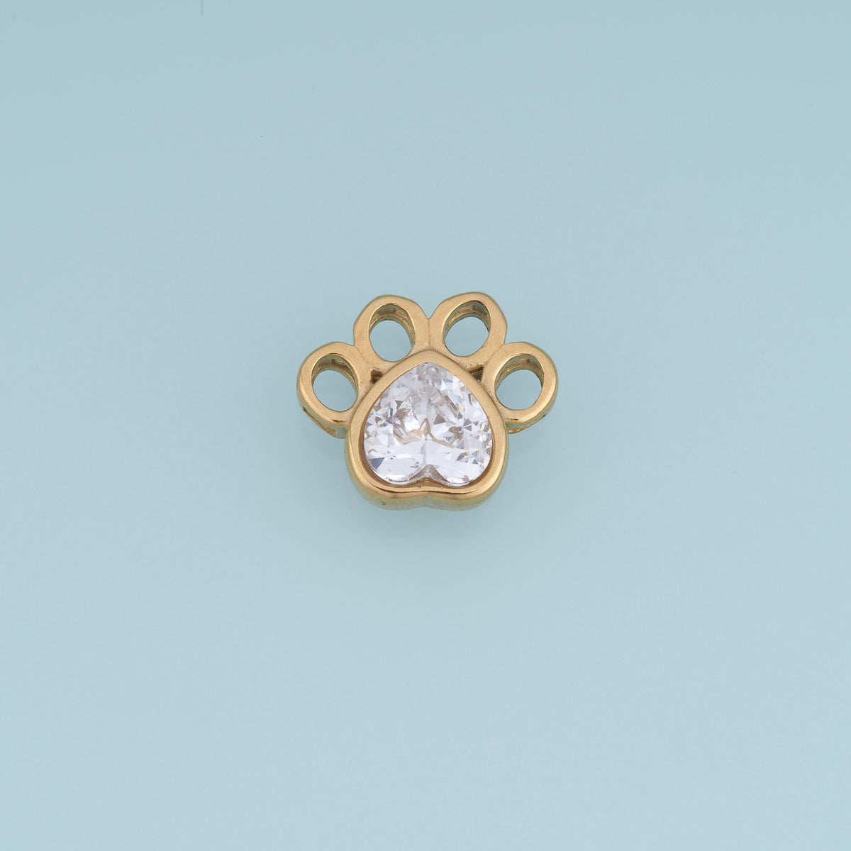 Paw Print Heart Crystal Pendant,14K Gold Cute Animal Charm DIY Charm for Necklace Bracelet Making
