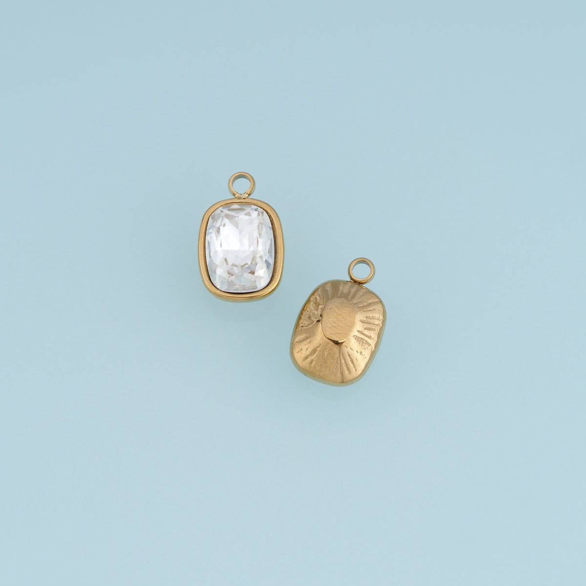Rectangular Gemstone Pendant,14K Gold Elegant Charm DIY Charm for Necklace Bracelet Making