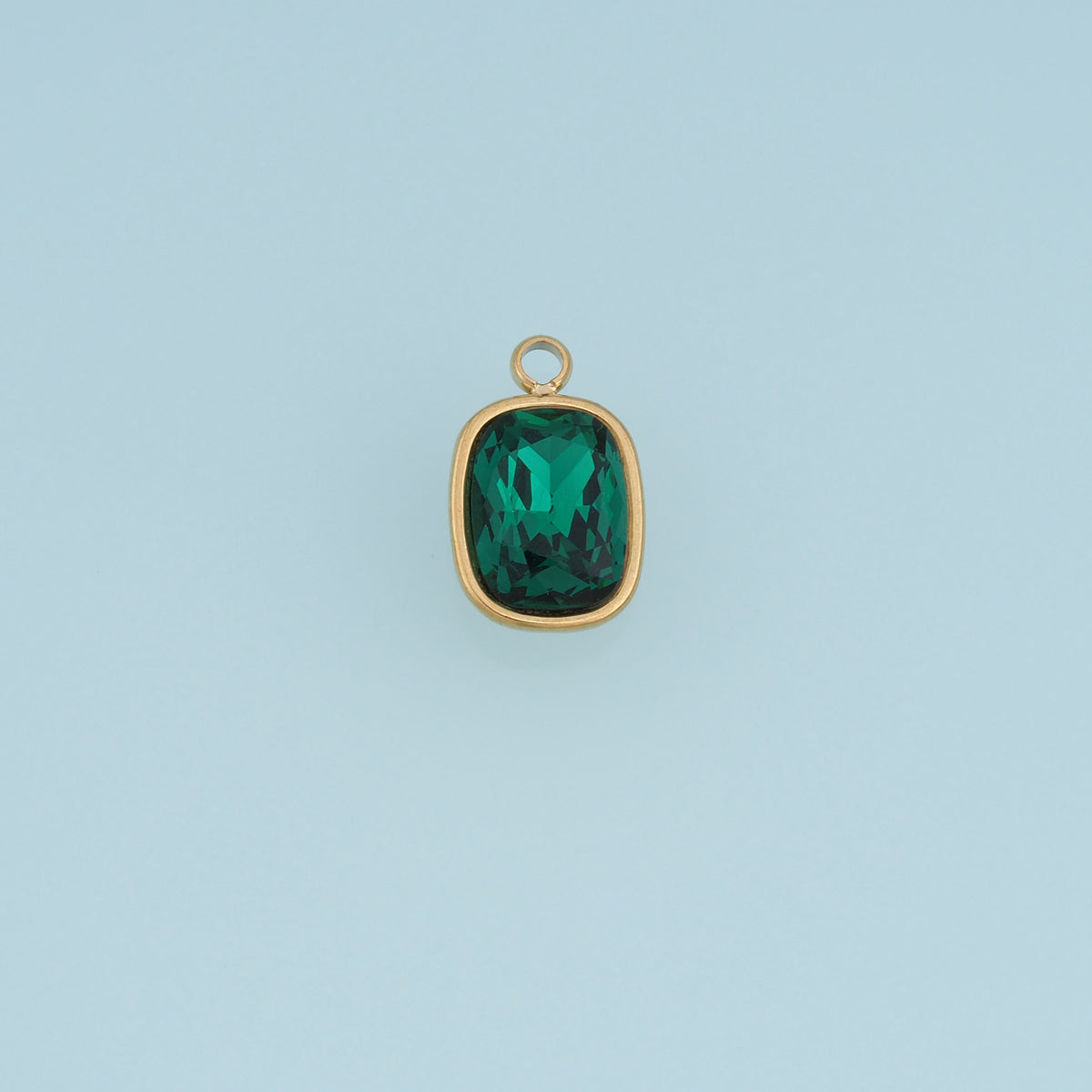 Rectangular Gemstone Pendant,14K Gold Elegant Charm DIY Charm for Necklace Bracelet Making