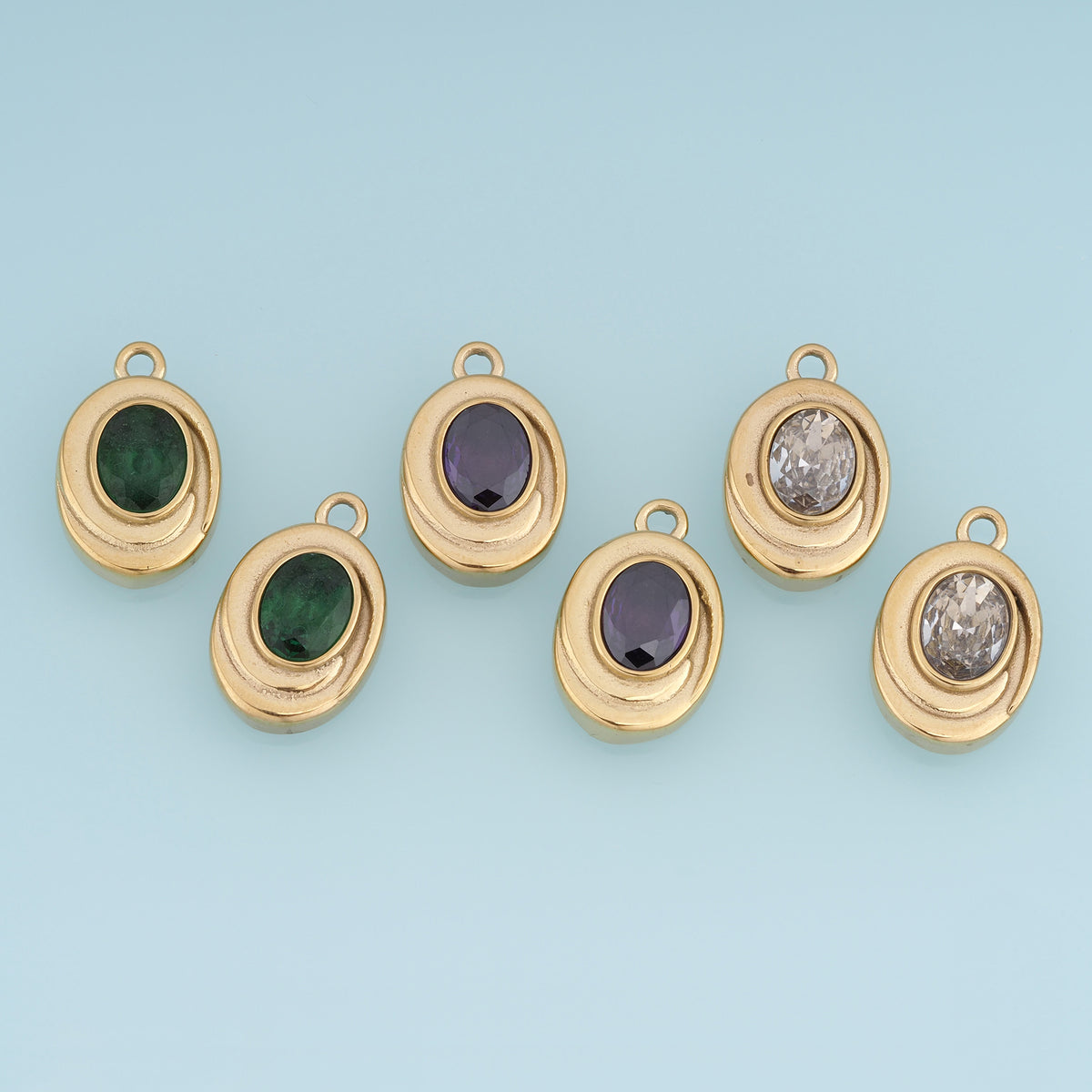 Oval Gemstone Pendant,14K Gold Vintage Charm DIY Charm for Necklace Bracelet Making