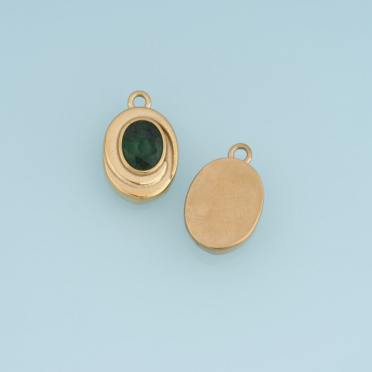 Oval Gemstone Pendant,14K Gold Vintage Charm DIY Charm for Necklace Bracelet Making