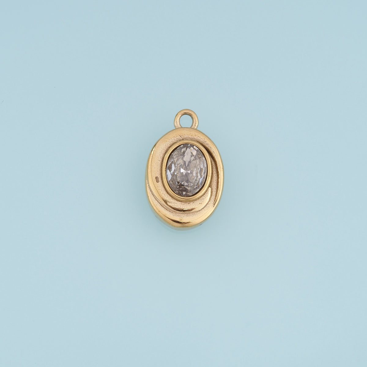 Oval Gemstone Pendant,14K Gold Vintage Charm DIY Charm for Necklace Bracelet Making