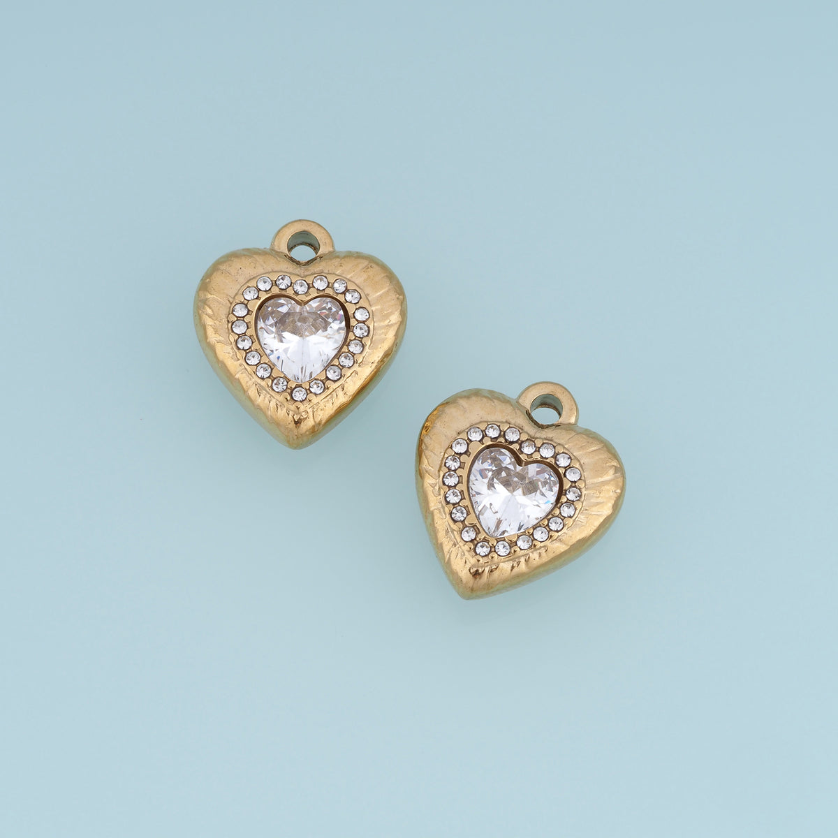 Crystal Heart Pendant,14K Gold Exquisite Charm DIY Charm for Necklace Bracelet Making
