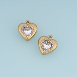 Crystal Heart Pendant,14K Gold Exquisite Charm DIY Charm for Necklace Bracelet Making