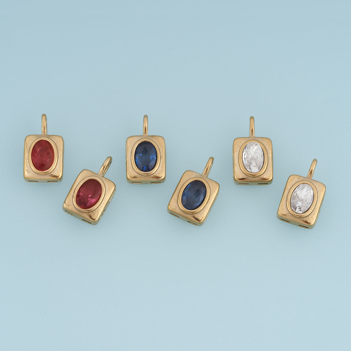 Oval Gemstone Pendant,14K Gold Vintage Rectangular Charm DIY Charm for Necklace Bracelet Making