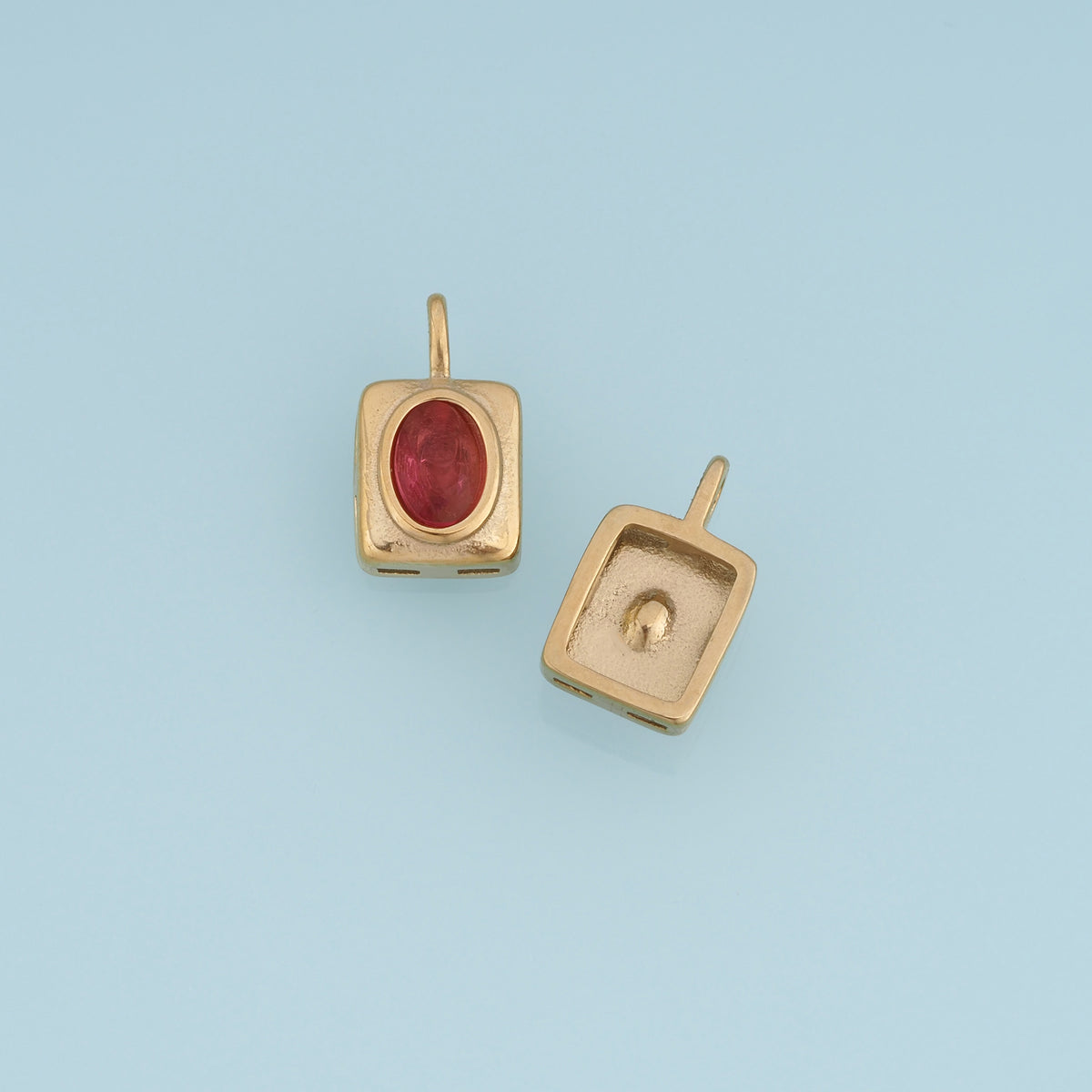 Oval Gemstone Pendant,14K Gold Vintage Rectangular Charm DIY Charm for Necklace Bracelet Making