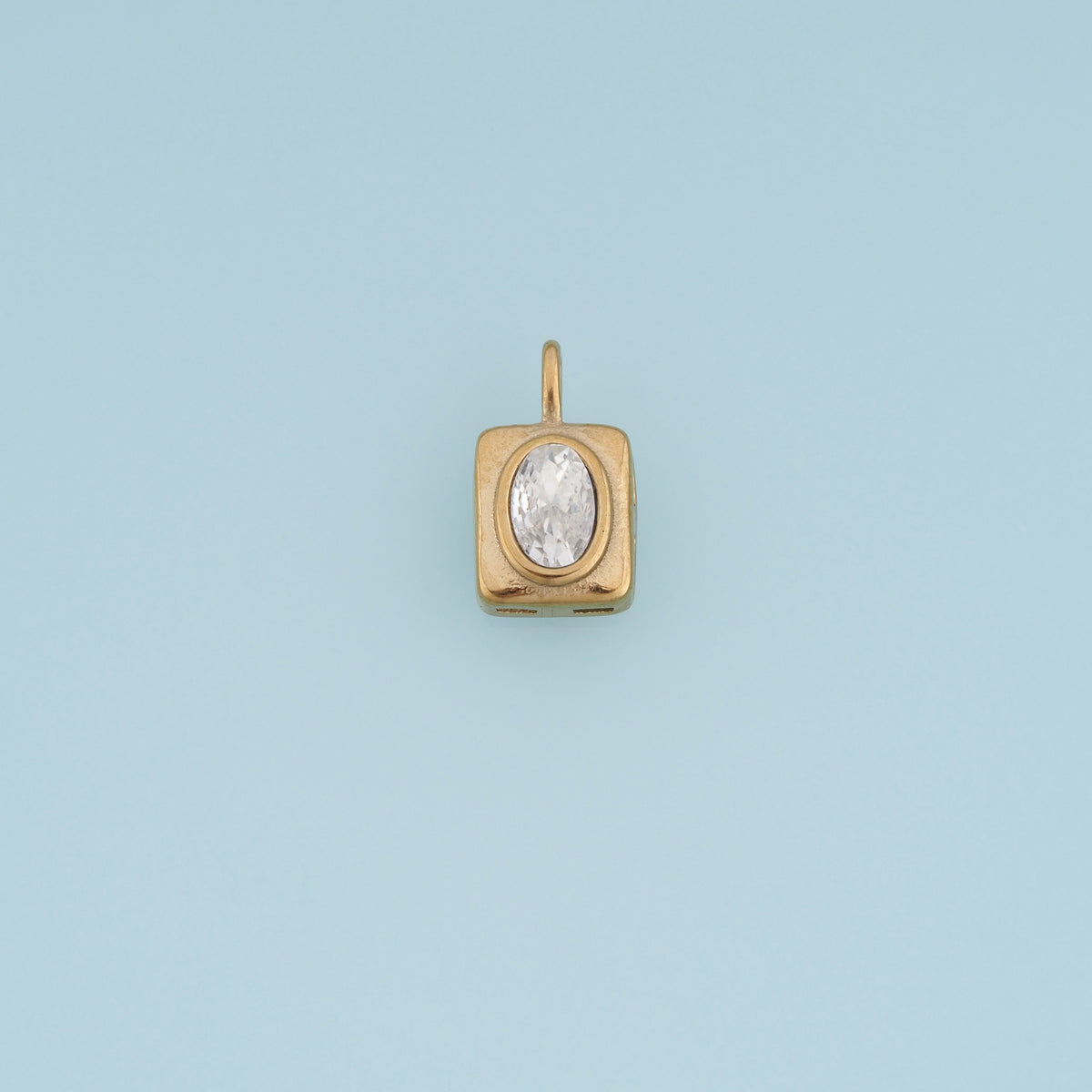 Oval Gemstone Pendant,14K Gold Vintage Rectangular Charm DIY Charm for Necklace Bracelet Making
