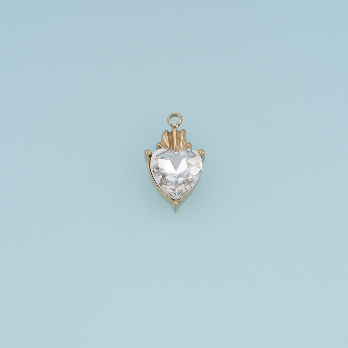 Sacred Heart Pendant,14K Gold Red Clear Gemstone Charm DIY Charm for Necklace Bracelet Making