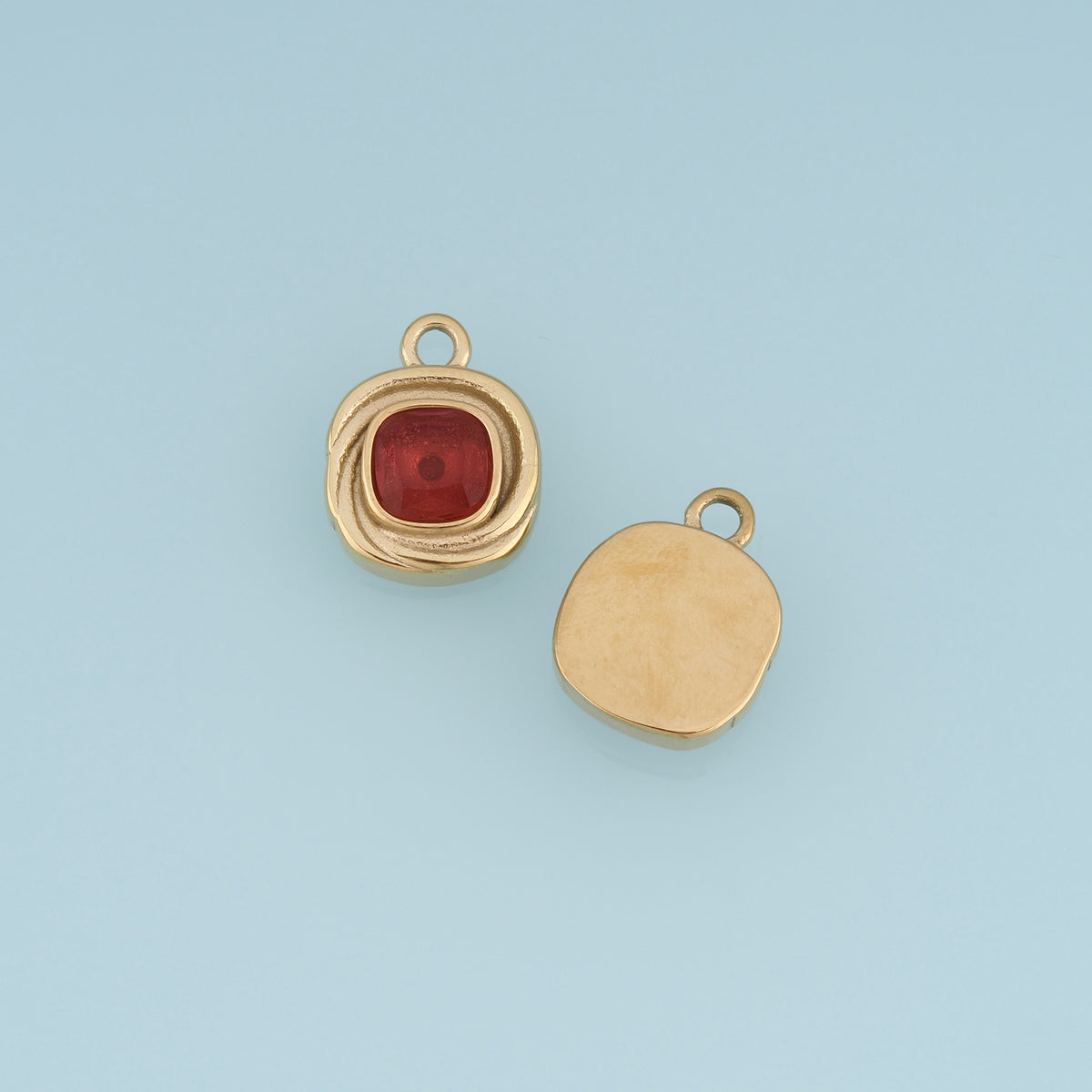 Square Gemstone Pendant,14K Gold Vintage Charm DIY Charm for Necklace Bracelet Making