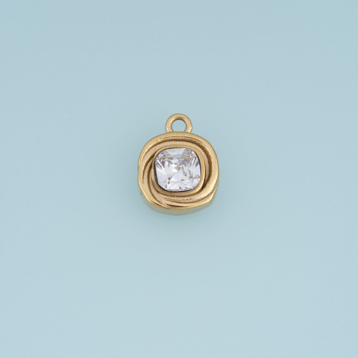 Square Gemstone Pendant,14K Gold Vintage Charm DIY Charm for Necklace Bracelet Making
