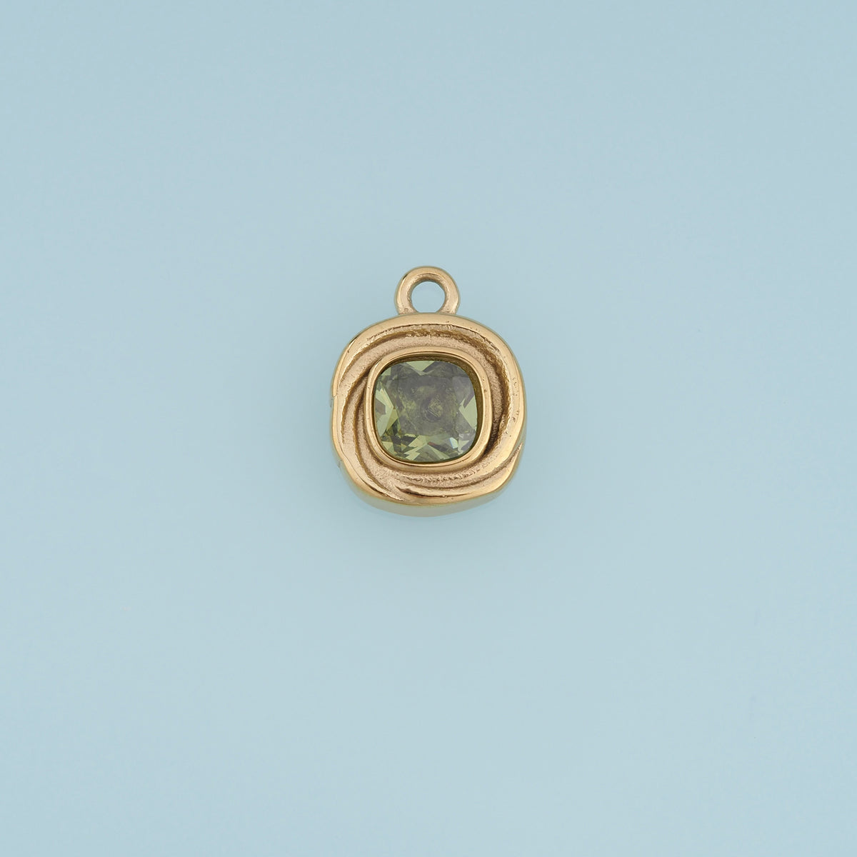 Square Gemstone Pendant,14K Gold Vintage Charm DIY Charm for Necklace Bracelet Making