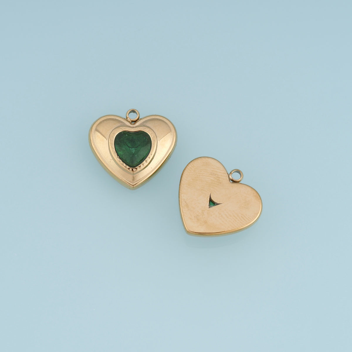 Double Heart Gemstone Pendant,14K Gold Vintage Heart Charm DIY Charm for Necklace Bracelet Making