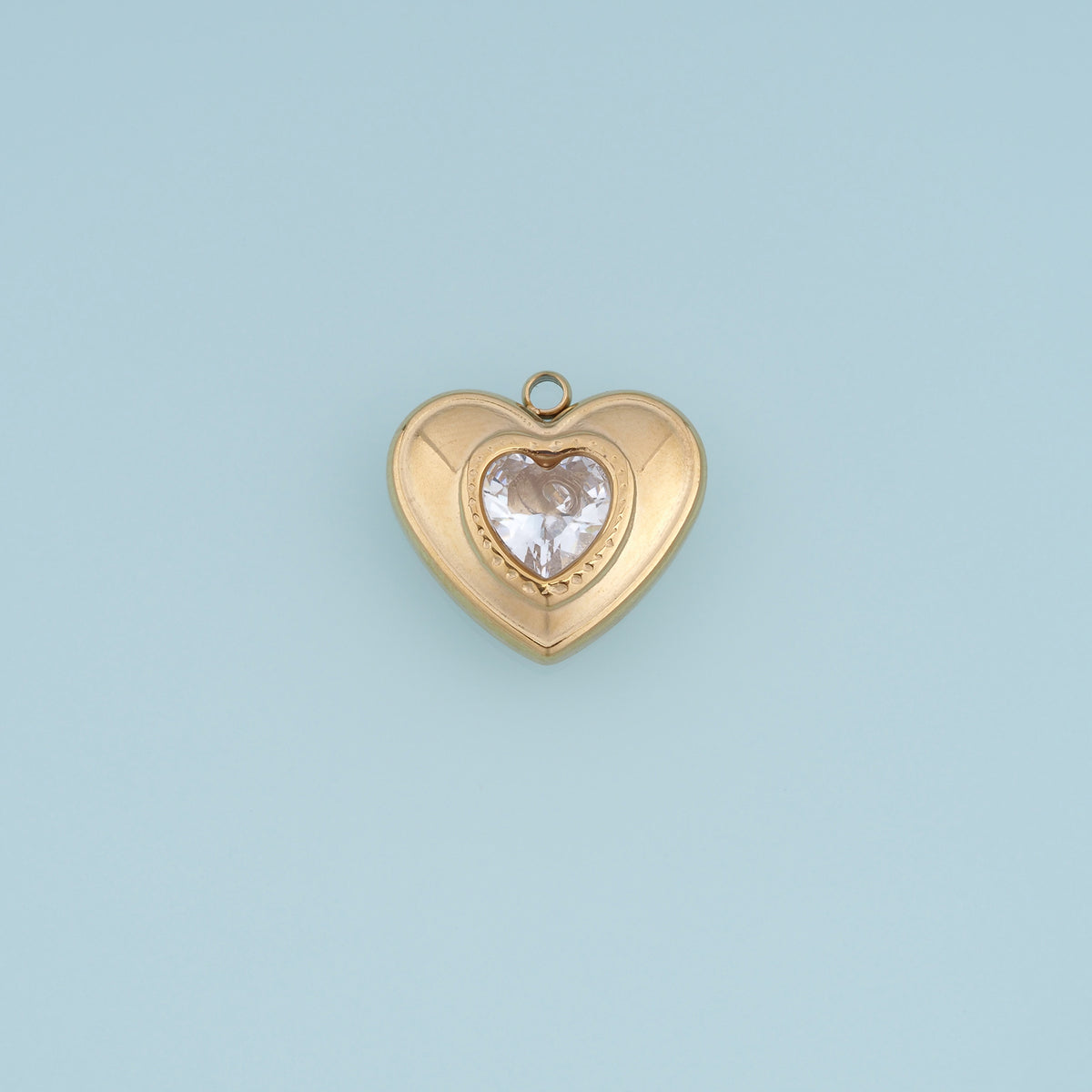 Double Heart Gemstone Pendant,14K Gold Vintage Heart Charm DIY Charm for Necklace Bracelet Making