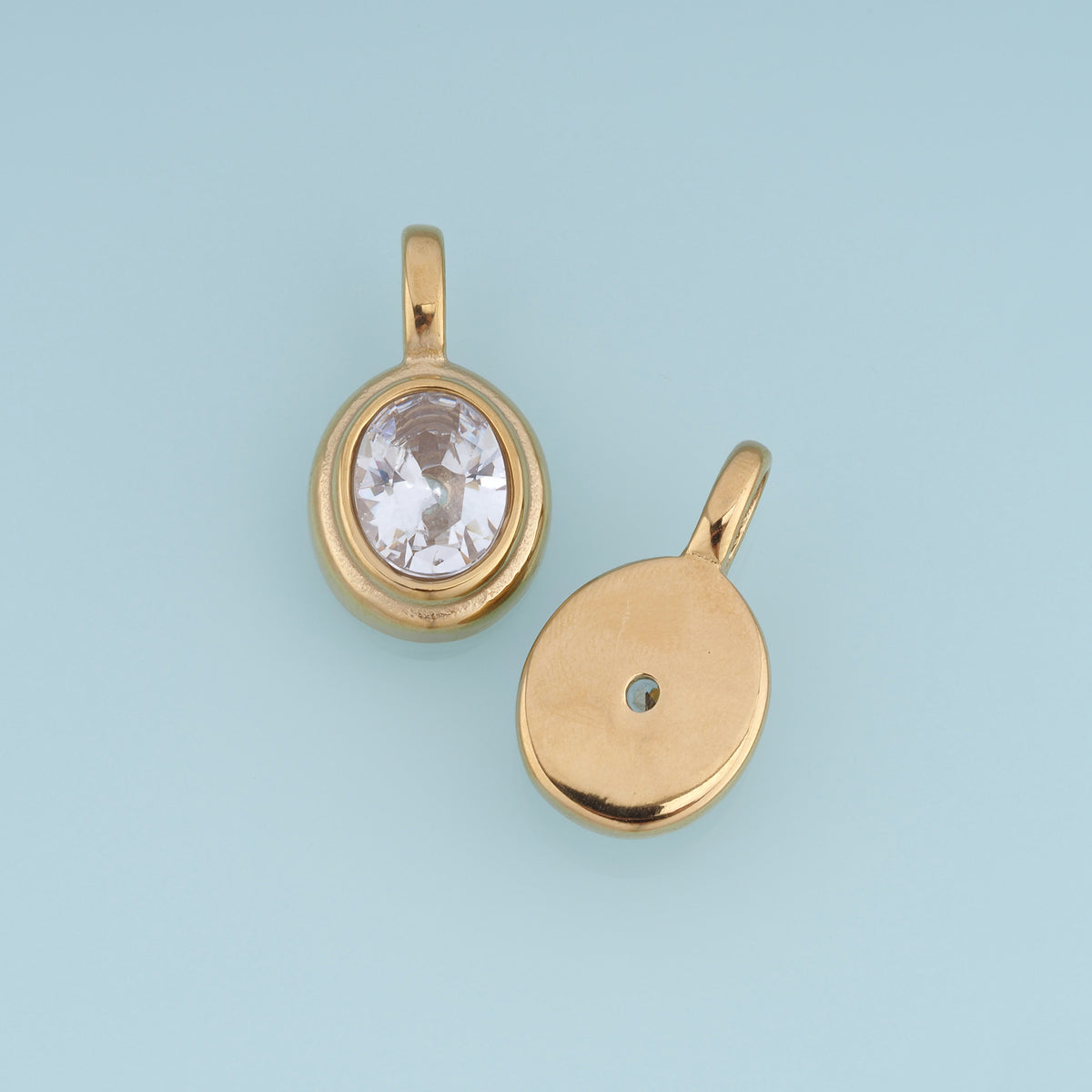 Oval Gemstone Pendant,14K Gold Colorful Crystal Charm DIY Charm for Necklace Bracelet Making