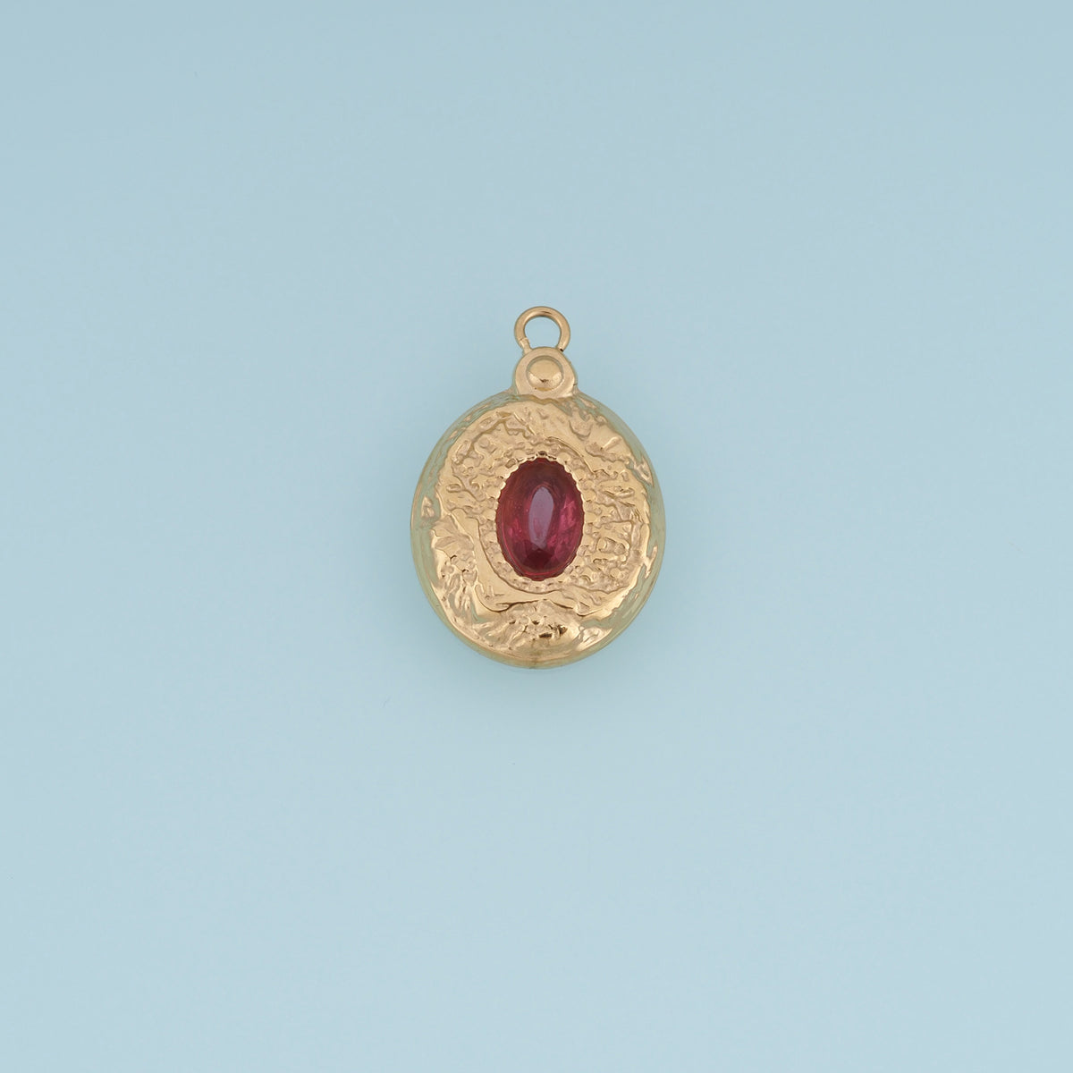 Oval Gemstone Pendant,14K Gold Vintage Textured Charm DIY Charm for Necklace Bracelet Making