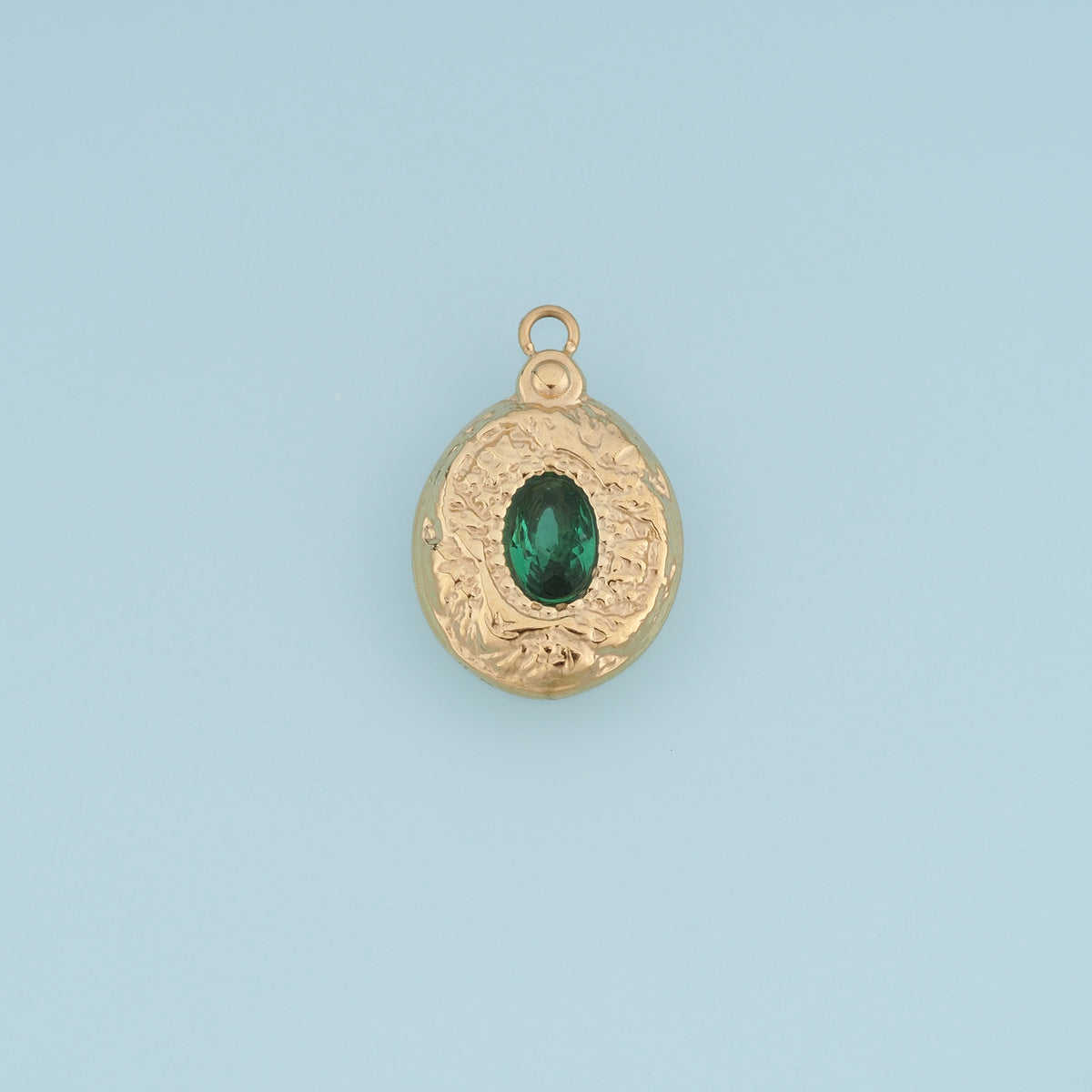 Oval Gemstone Pendant,14K Gold Vintage Textured Charm DIY Charm for Necklace Bracelet Making
