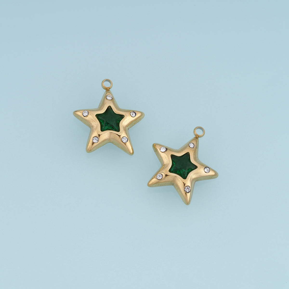 Green Star Pendant,14K Gold Exquisite Charm DIY Charm for Necklace Bracelet Making