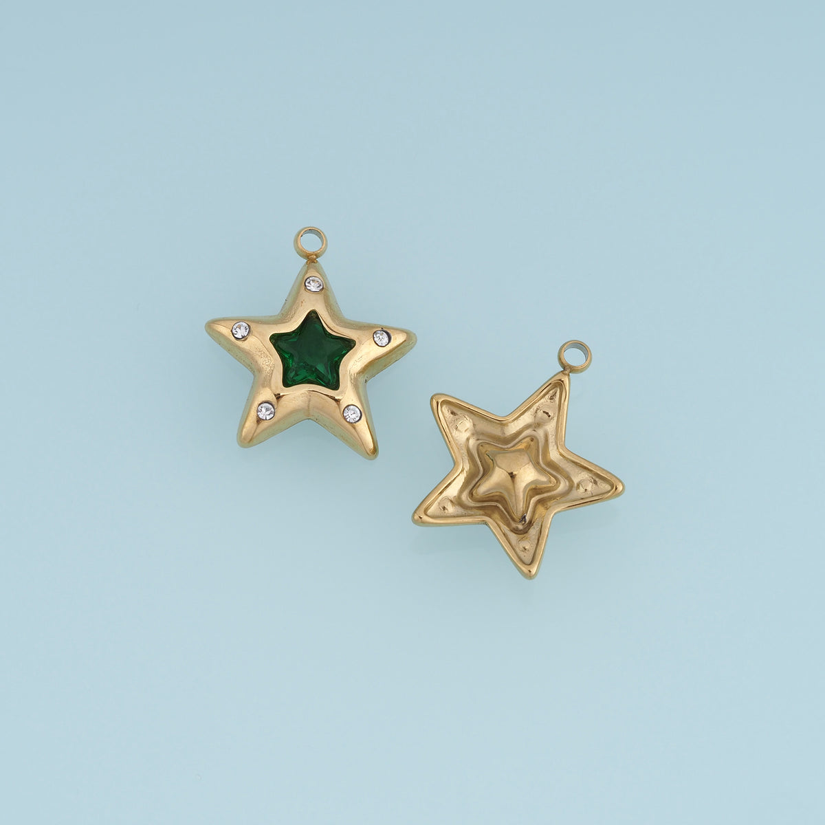 Green Star Pendant,14K Gold Exquisite Charm DIY Charm for Necklace Bracelet Making