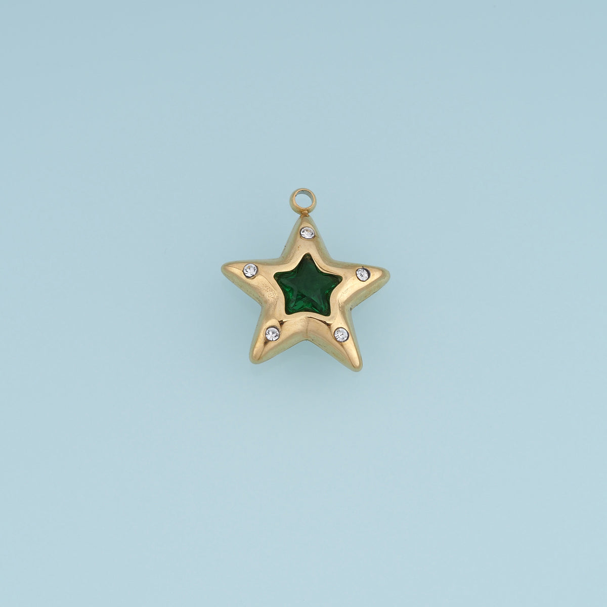 Green Star Pendant,14K Gold Exquisite Charm DIY Charm for Necklace Bracelet Making