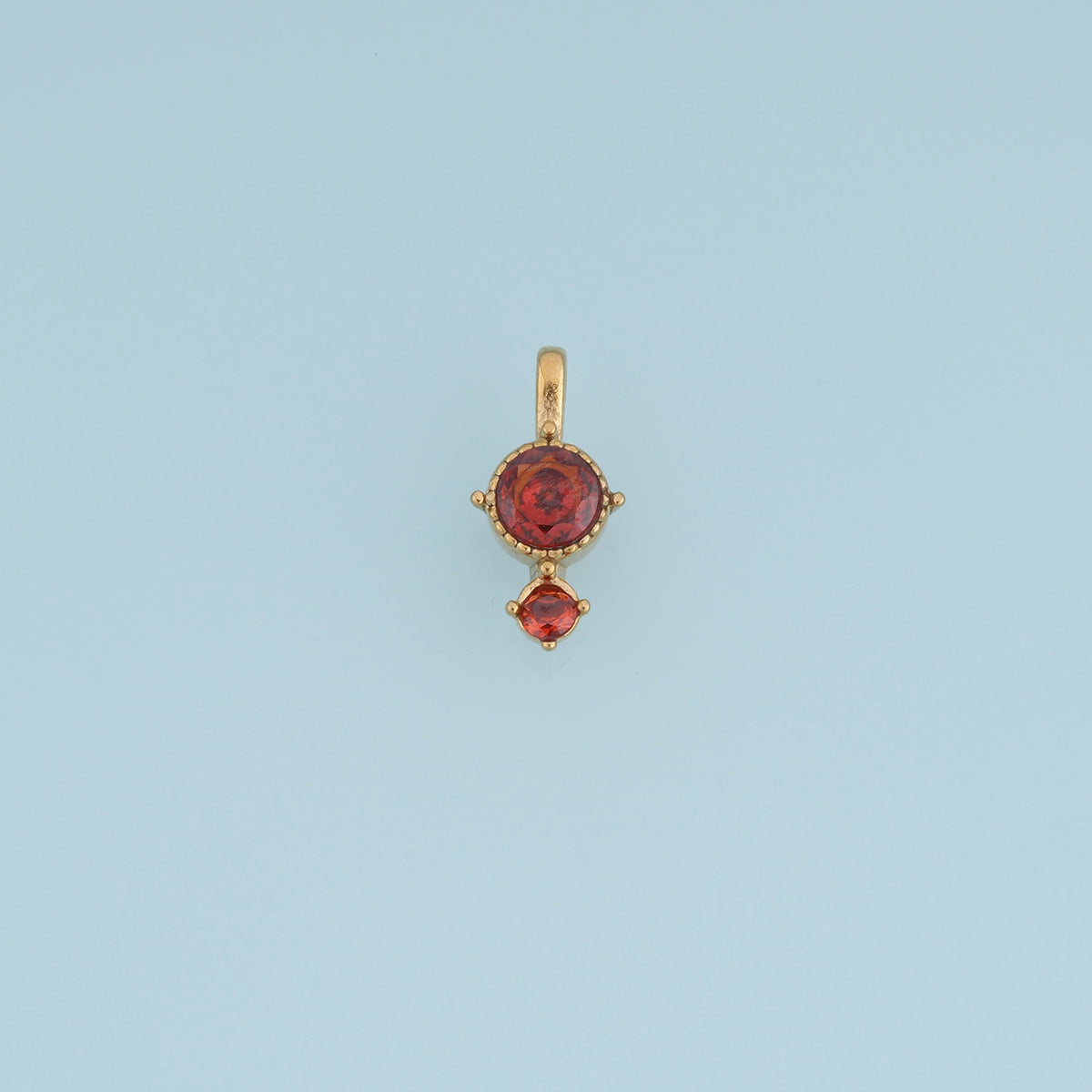 Double Drop Gemstone Pendant,14K Gold Red Clear Crystal Charm DIY Charm for Necklace Bracelet Making